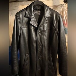 Used Men’s Black Guess Leather Coat size (M)